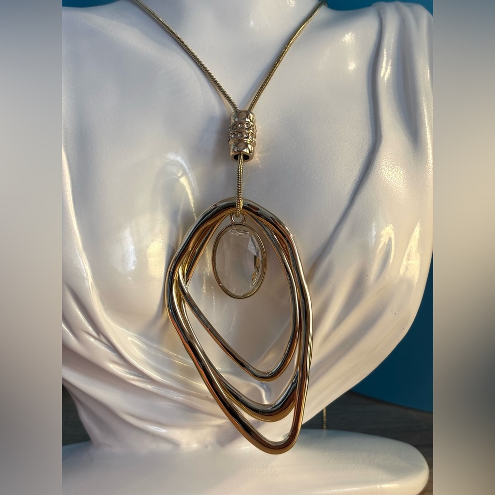 Premier Designs Geometric Long Gold tone Necklace